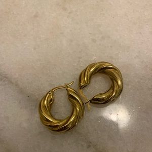 Never worn Mini cable hoop earrings